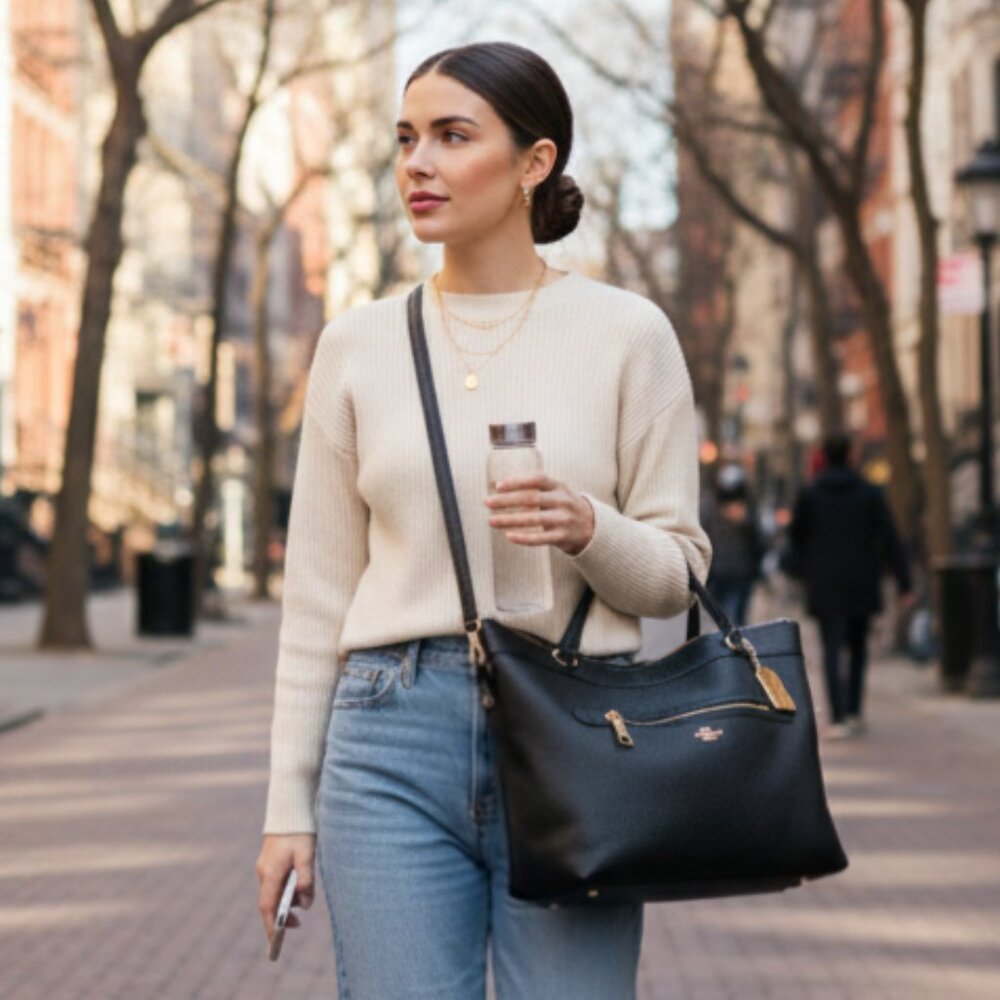 NWT Rare Coach Tote in Authentic Black Pebble Leather $395 Retail